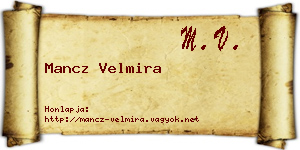Mancz Velmira névjegykártya